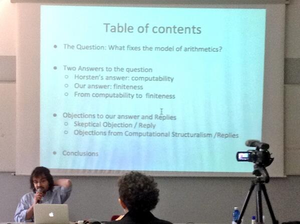 CresaResearch's tweet image. #FilMat14 "#Computability, #Finiteness and the Standard Model of #Arithmetic" | Matteo Plebani (Univ. of Basilicata)
