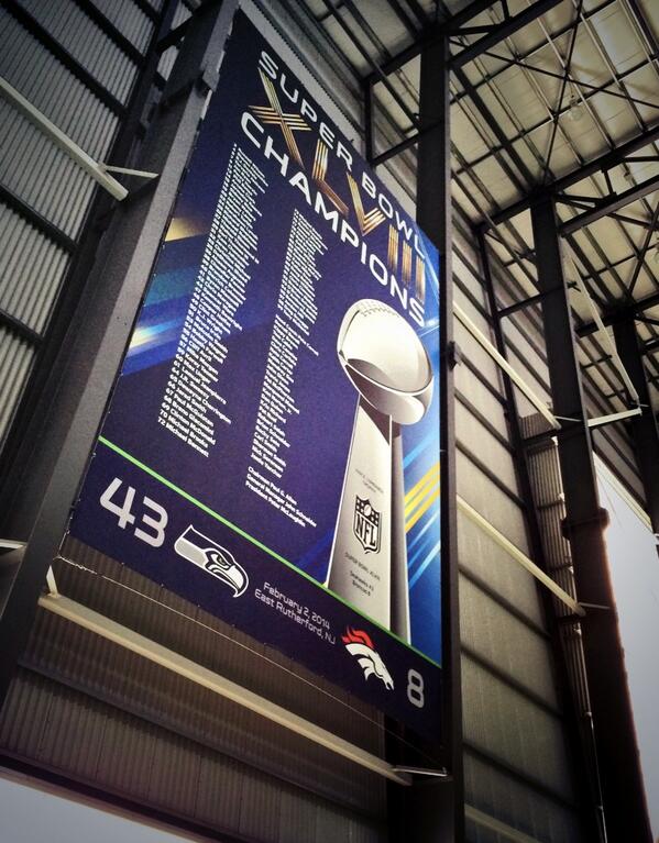 Three new banners hang in the rafters at VMAC. #nfcwestchamps #nfcchamps  #superbowlchamps