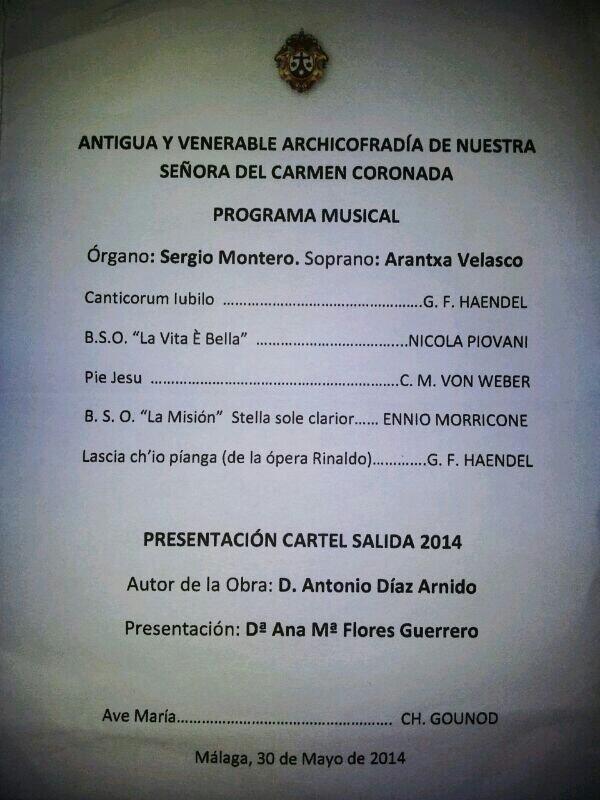 Programa musical de esta noche en nuestra Parroquia.