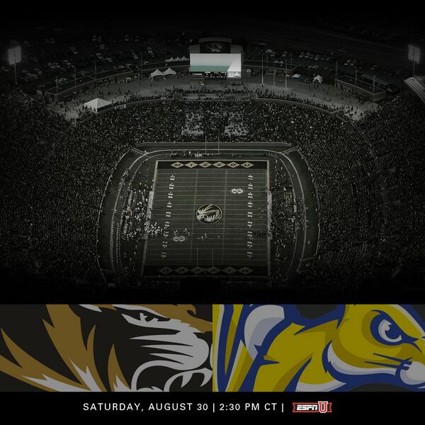 MizzouFootball's tweet image. BREAKING: #Mizzou's 2014 season-opener vs. South Dakota State has been set for a 2:30 p.m. CT kickoff on @ESPNU.