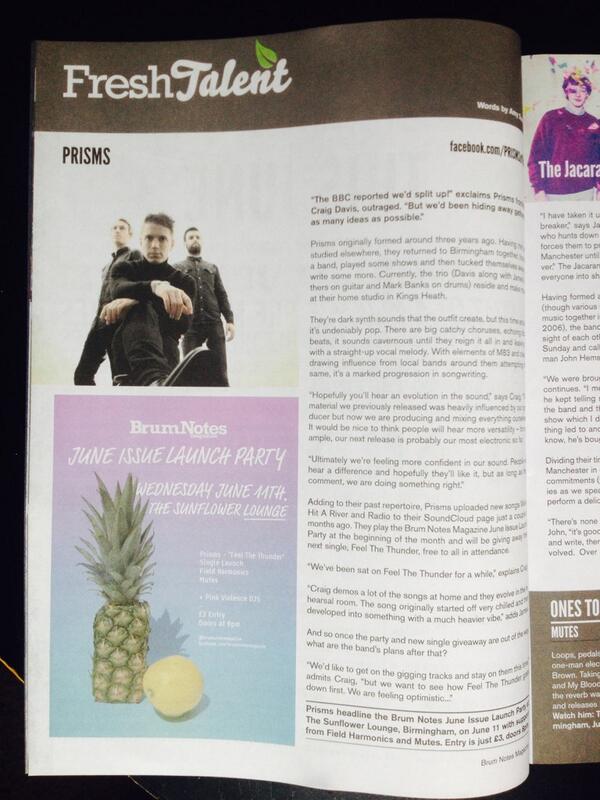 MuttonChopTours's tweet image. My best buds @_PRISMS are in the fresh talent section of @BrumNotesMag this month, have a look see!