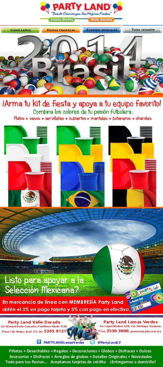 PartyLandLV's tweet photo. Listo para apoyar a la selección mexicana?Combina los colores de tu pasión futbolera #MundialBrasil2014 @SoyNaucalpan http://t.co/MFJgtN6rfp