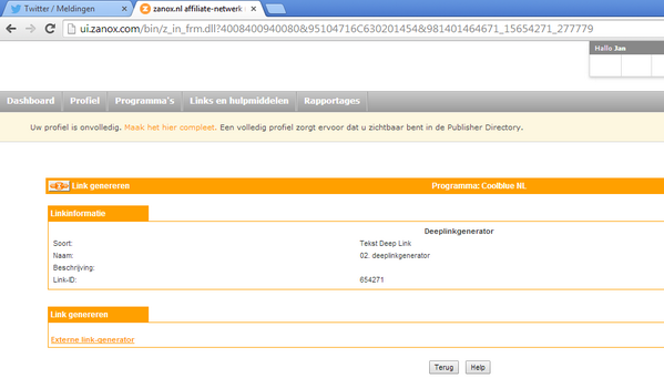 @zanox_nl @Coolblue_aff_NL thanks. Via programma's ('code' bij deeplinkgenerator) wordt ik naar die andere gestuurd.