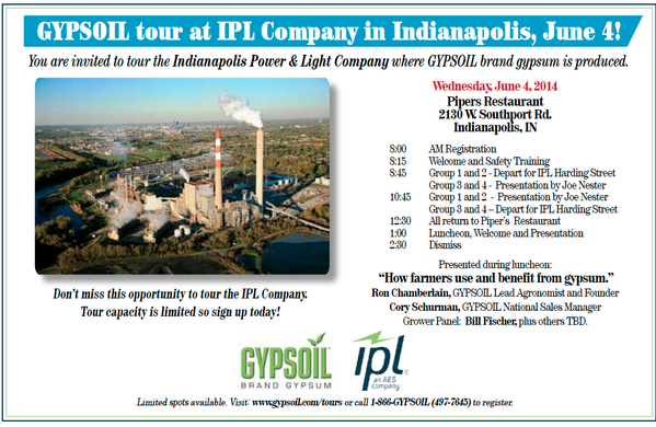Gypsoil's tweet photo. Growers, agronomists invited 2 @IPLPower 's plant.  See where @Gypsoil  is produced.  Sign up http://t.co/nGYgNLBKEg http://t.co/TP8GTQyUak