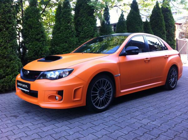 GhostcarPL's tweet photo. Subaru Impreza STI wrapped in Orange matt !!! http://t.co/mX2r5PZVSG