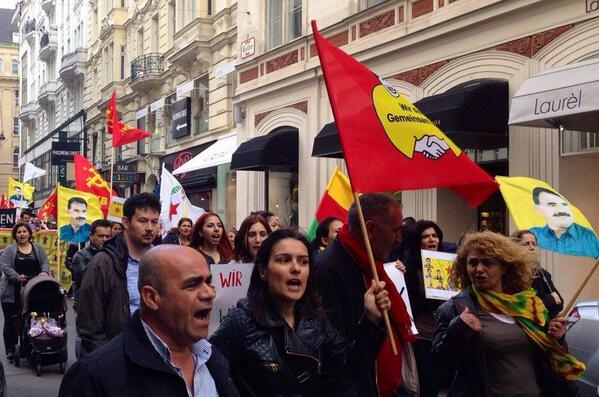 mutludc's tweet image. Kurds in Vienna, Austria protestd ISIS attrocities in Serekaniye &amp;amp; Kobane #Rojava #TwitterKurds #DefendKurdsInRojava