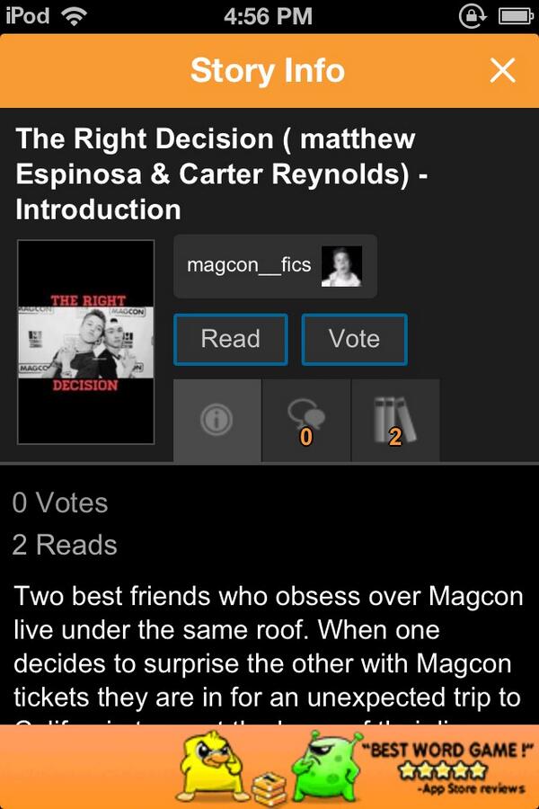 MagconToIndiana's tweet image. if any of you read Magcon fan-fics you should read the one me and my friend are doing rn we just started.