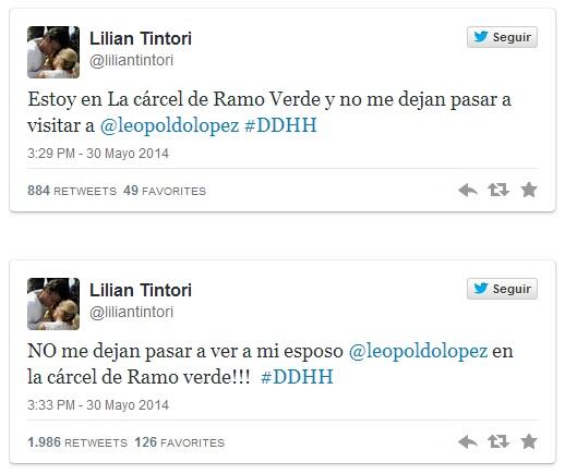 Yengris's tweet photo. “@SoyVnezolano: Prohíben a Lilian Tintori visitar a Leopoldo López en Ramo Verde. #30M http://t.co/6hULaRUepU” #RT