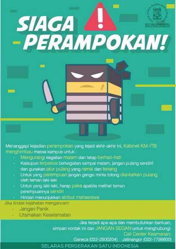 Selamat Pagi! Mari tingkatkan kewaspadaan di sekitar kita, karena kejahatan selalu mengintai! Cegah, tanggap, lapor!