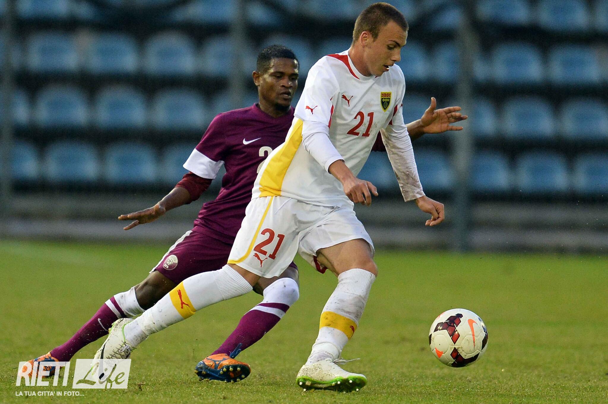 Taulant playing for Macedonia in May of 2014 against Qatar