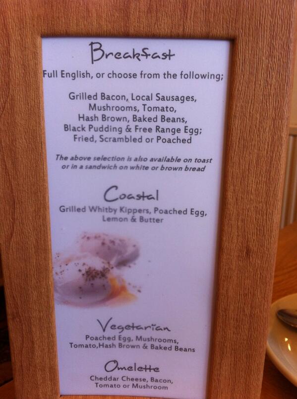 Out breakfast menu is proving popular this morning #whitby