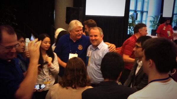 emilywood86's tweet photo. @Rotary International President Ron Burton being mobbed by crowds at the New Gen Celebration. #Rotaract14 #ricon14 http://t.co/eE5nIBKno9