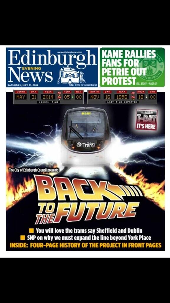 fodonnell23's tweet photo. A huge day for Edinburgh. Get your copy of @edinburghpaper, including a 4-page history of the project in front pages. http://t.co/ax4Pl4a7i8