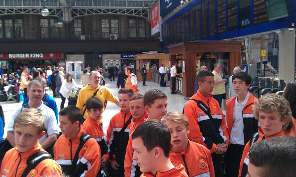 Just arrived in Glasgow station. Food then a coach to Toryglen to play Glasgow Schools FA in the Rocca Trophy