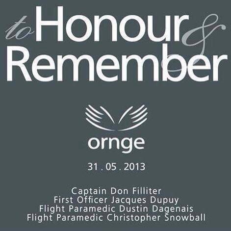 460km's tweet photo. Take a moment and remember the ORNGE crew who died one year ago today. #NeverForget http://t.co/w5QhAI5W8Z