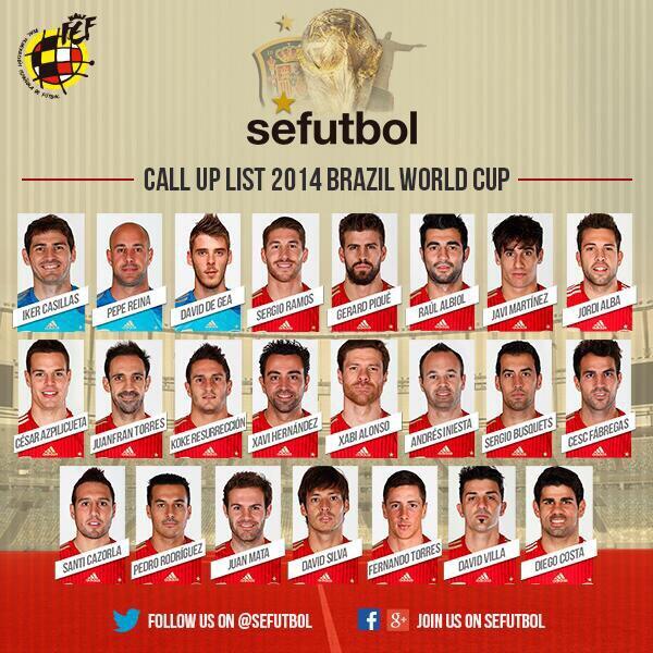 Colmenero's tweet photo. -OFICIAL | ¡Los 23 jugadores que nos representarán en el Mundial.

-RT si confías en que nos traerán la 2º estrella. http://t.co/oFobHAf6S9