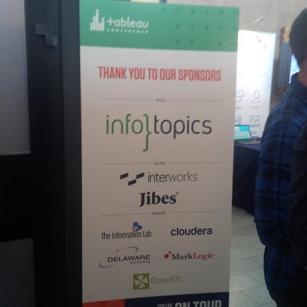 tableau's tweet photo. RT @susangraeme: Thanks to all #Tableau #data14NL sponsors! Welcome party by @interworks WiFi byJibes http://t.co/mfGcwaZqfA