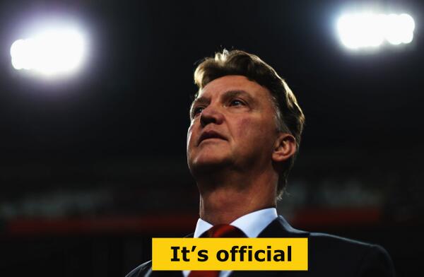 bwinManUtd's tweet photo. BREAKING NEWS: Louis Van Gaal unveiled as new #MUFC manager! http://t.co/wKtrAJpCPC
