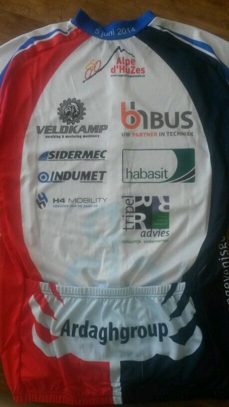 Mooi!!! Ons #wielershirt voor de Alpe d'HuZes 2014 <a href="/ArdaghGroup/">Ardagh Group</a> @H4Mobility @habasit_benelux @H4CarLease #ad6