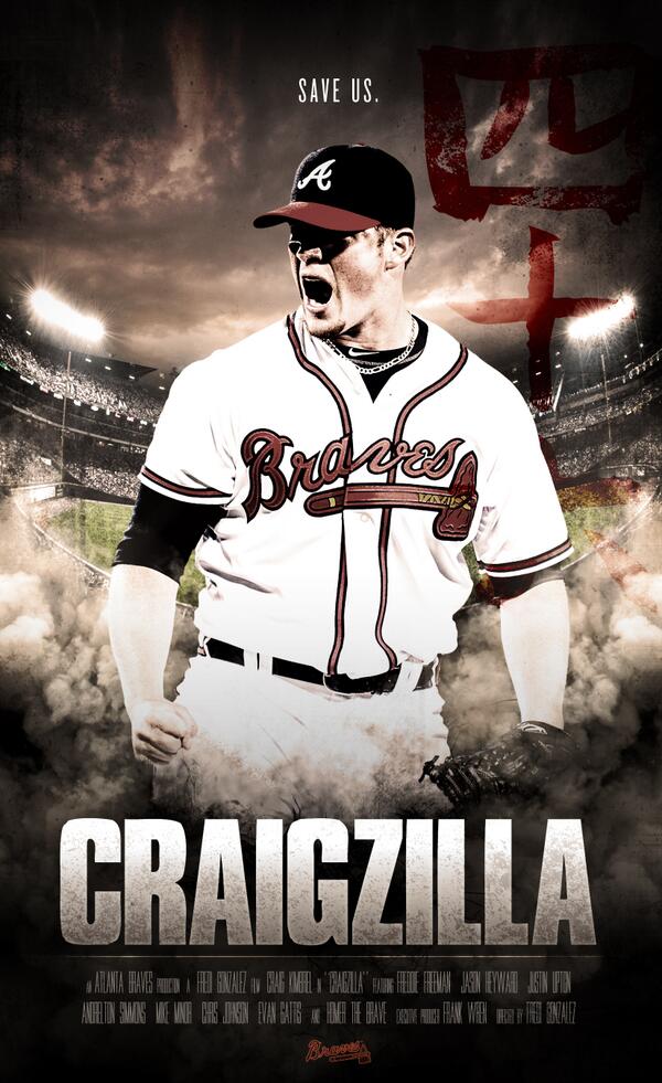 Braves's tweet photo. You've heard of Godzilla. Well, here in #BravesCountry we've got #Craigzilla! http://t.co/ziKx7KsDLm