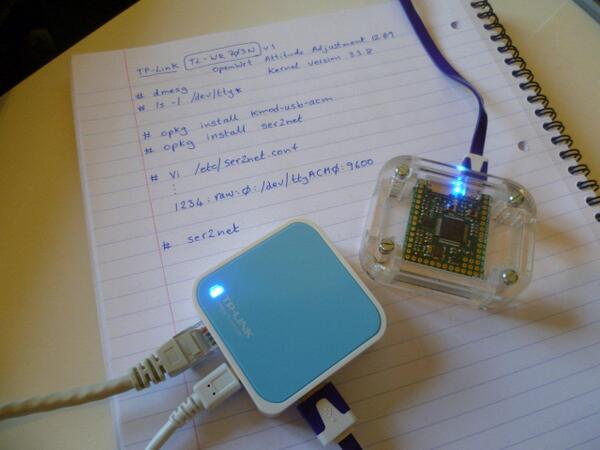 aideen_mcc's tweet image. Use mini router for power &amp;amp; connectivity. Connect to @micropython REPL from another computer on the network #pyboard