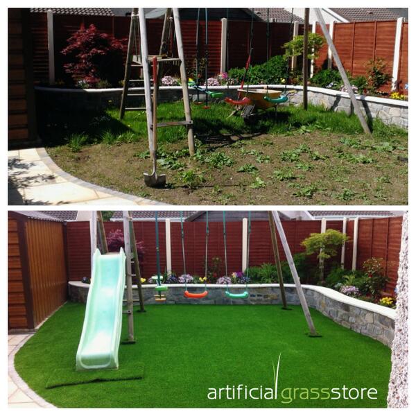 GrassStore's tweet image. A great before &amp;amp; after shot of our latest job. A perfect play area for the kids that is green all year round.