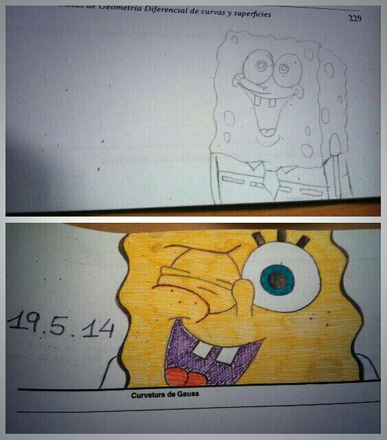 PepeluLM92's tweet photo. Y así quieren aprobar la asignatura, dibujando a #BobEsponja en #GeometríaDiferencial 👌👏 @Zule_gm @franciscod92 http://t.co/an1PRSN6Dm