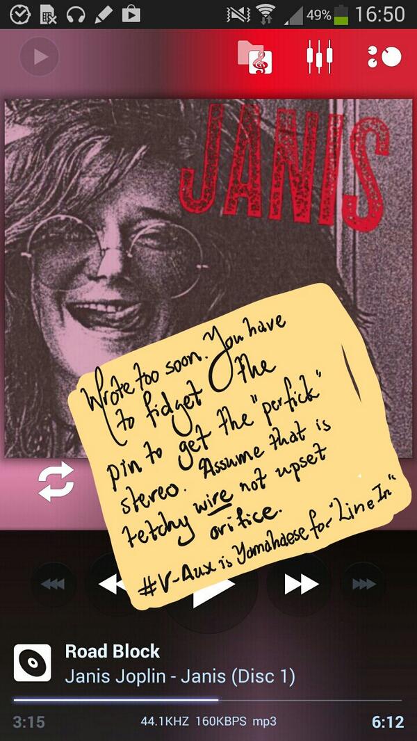 ChatterMatters's tweet image. #HTIB #LineIn #VAux #Aux #Testing #Jacks #Ports #Audio #RoadBlock #Sensitivity #Interference #Signals #JanisJoplin