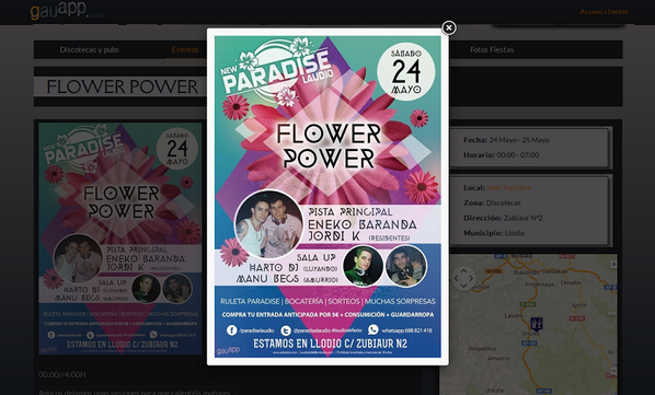 gauapp's tweet photo. Este #sabado @paradiselaudio celebra la Flower Power con @ENEKOPARADISE @Dj_Jordi_k @hartito_ y @ManuBecsDj , y tu?? http://t.co/gPoYWv50SD
