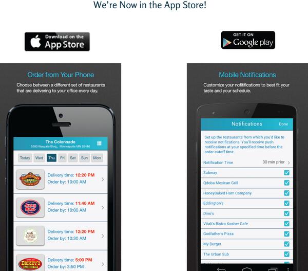 Foodsby's tweet image. Now available on a smartphone near you! Downloand the .@Foodsby app from either #iTunes or #GooglePlayStore.