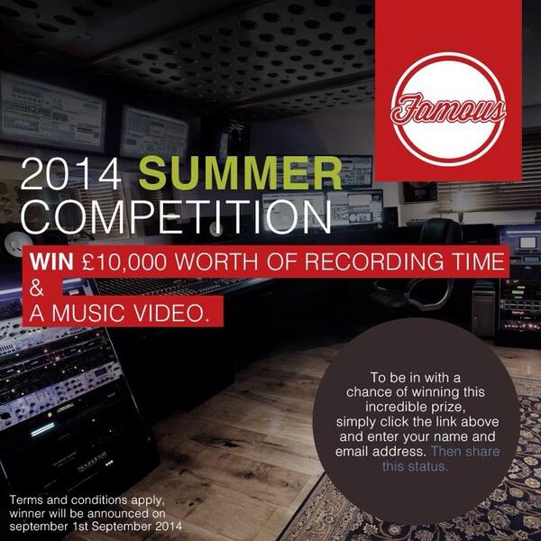 Win £10,000 worth of recording time + a professional music video! Enter now at eepurl.com/UKWKH Good luck!
