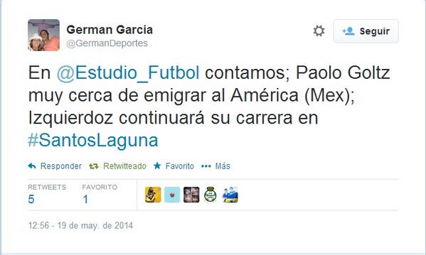 Carlos_Rubiel's tweet photo. @lamiradeldivino no va a llegar Izquierdos ya se confirmo en argentina que va a llegar a santos laguna http://t.co/cZBqOmkGNe