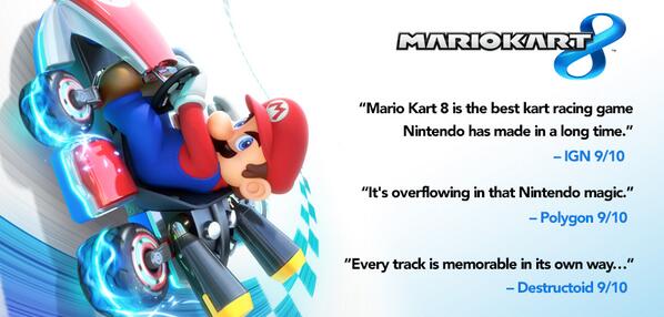 NintendoAmerica's tweet image. Check out the great reviews rolling in for #MK8! Pick up the game when is launches for #WiiU on 5/30.