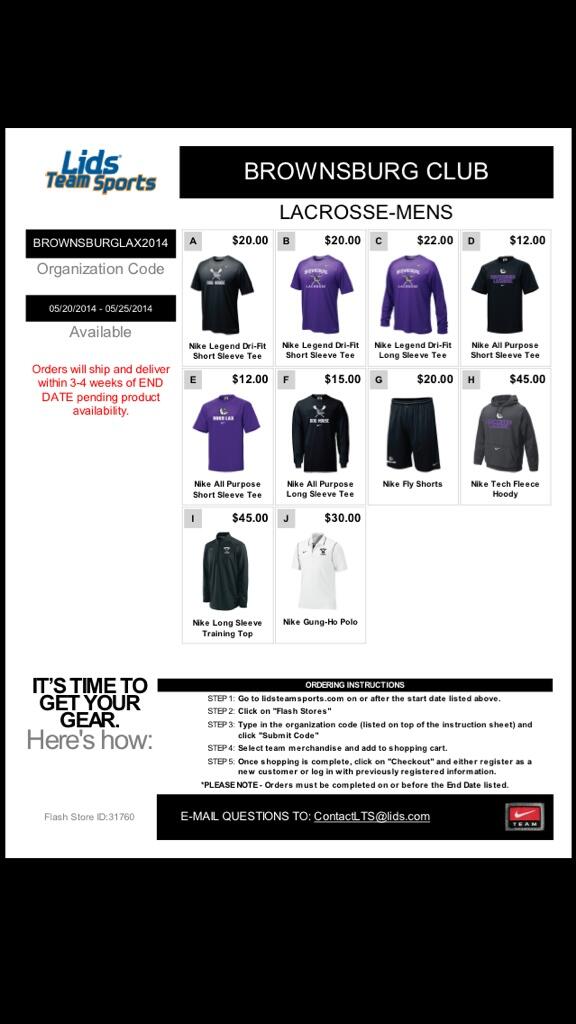 BburgLacrosse's tweet photo. New Nike apparel items available tomorrow. Follow the instructions on the bottom on the page to purchase them #BHSLAX http://t.co/HUGd55Lu7E