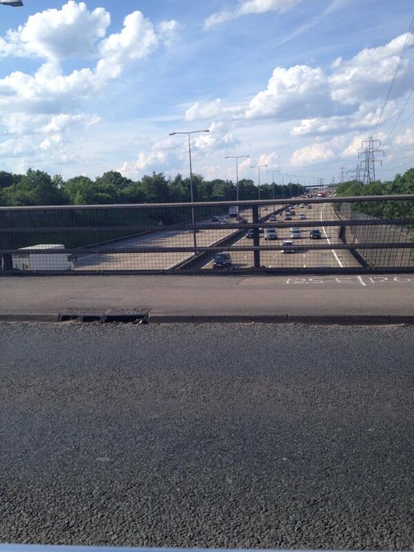 Sat on a bridge over m25 at rush hour, it's moving I'm not
