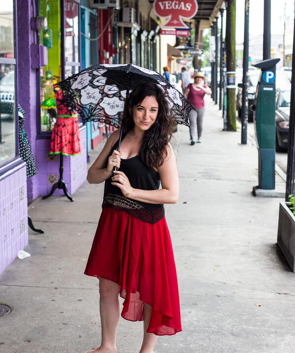 Meghan Keshishian with her new Parasol! #umbrella #parasol #BellaUmbrellaNOLA #NewOrleans #SouthernBelle