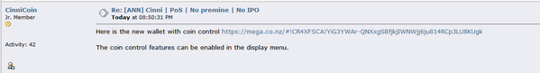 CoinCartel's tweet image. New #Cinnicoin wallet launched.... with #coincontrol! Spread the word ---&amp;gt; bitcointalk.org/index.php?topi…