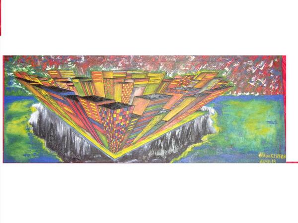 "Autodestrucción",Futuro que no queremos ver!!, pintura en oleo sobre lienzo, usando perspectiva a 3 puntos de fuga!