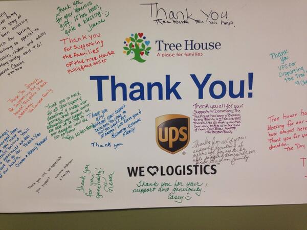 Multicare Tree House thank you sign for UPS grants in the Northwest District <a href="/NorthwestUPSers/">Northwest UPSers</a> <a href="/MultiCareHealth/">MultiCare Health</a>