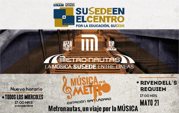 Fundacion_UNAM's tweet photo. ¡Este miércoles no te pierdas a Rivendel's Requiem en #metro San Lázaro! La #música #SuSede en el @STCMetroCDMX ;) http://t.co/LTNPGwZNmb