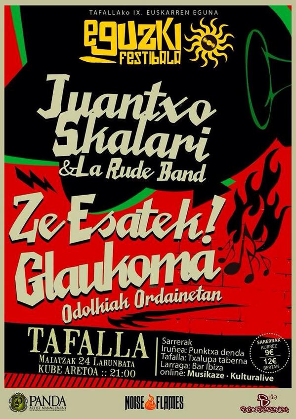 SORTEO DE 4 PASES para el SÁB.24 de MAYO// <a href="/JuantxoSkalari/">Juantxo Skalari</a> , <a href="/ZeEsatek/">ZeEsatek!</a>, <a href="/Glaukomaband/">Glaukoma</a> ... HAZ RT&amp;FOLLOW! #Tafalla