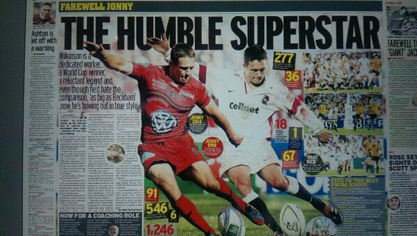 RCTofficiel's tweet photo. #MerciWilkinson “@alexspinkmirror: Our tribute to Jonny Wilkinson in today's Daily Mirror. http://t.co/pFV4MYDQgh” dans le Daily Mirror
