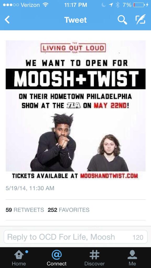 mason__iv's tweet photo. 250 favorites. That's love. #OpenForOCDInPhilly @MooshOCD @TwistOCD http://t.co/8NzRLkxiBG