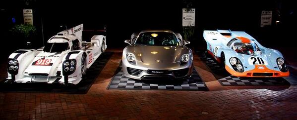 Porsche 917, 918 Spyder, 919 Hybrid: in other words, the iconic past, forward-thinking present, and the near future.