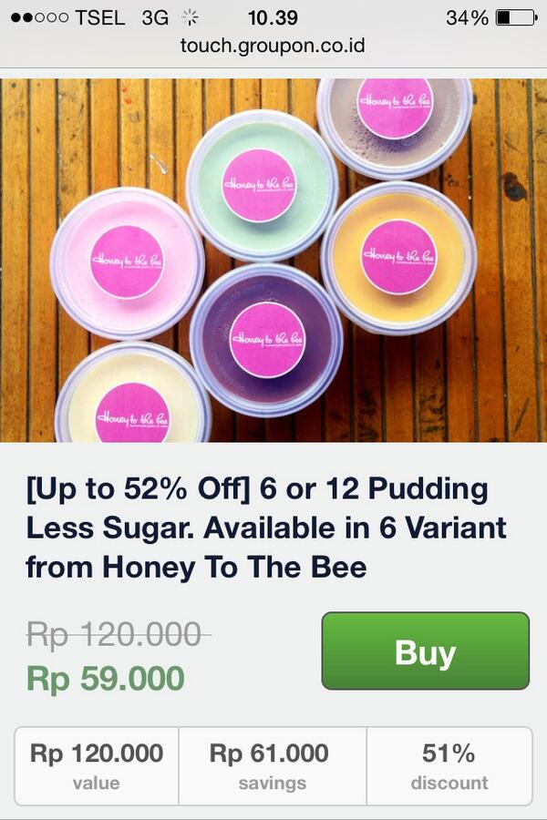 TheCakesCompany's tweet photo. promo Pudding @honeybee_tweet 52%!! yuk langsung cek ke groupon disdus --> http://t.co/rxtMxL0H86 #disdus #promo http://t.co/gES1OTWNO5