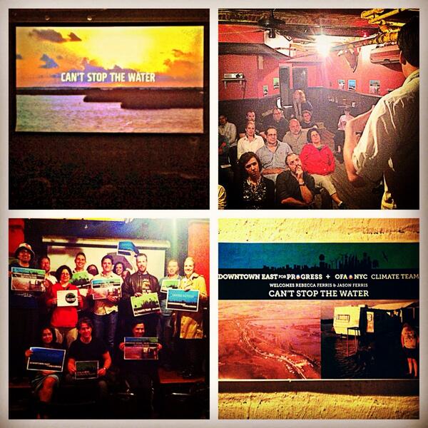 OFANYCclimateam's tweet photo. Thank U rebecca&amp;jason ferris 4 screening yr incredible documentary @cantstopwater 4 @OFANYCclimateam &amp; @DTE4Progress! http://t.co/jYk1QaF6EC