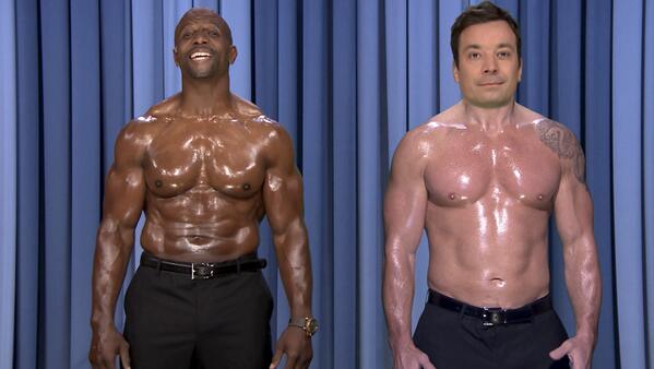 FallonTonight's tweet photo. .@jimmyfallon and @terrycrews perform the world's first ever #NipSync duet https://t.co/hRx6sftGg6 #FallonTonight http://t.co/UkRdwzi4Z0