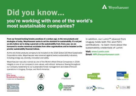 LUMIN plywood, a quality product from one of the world's most sustainable companies.