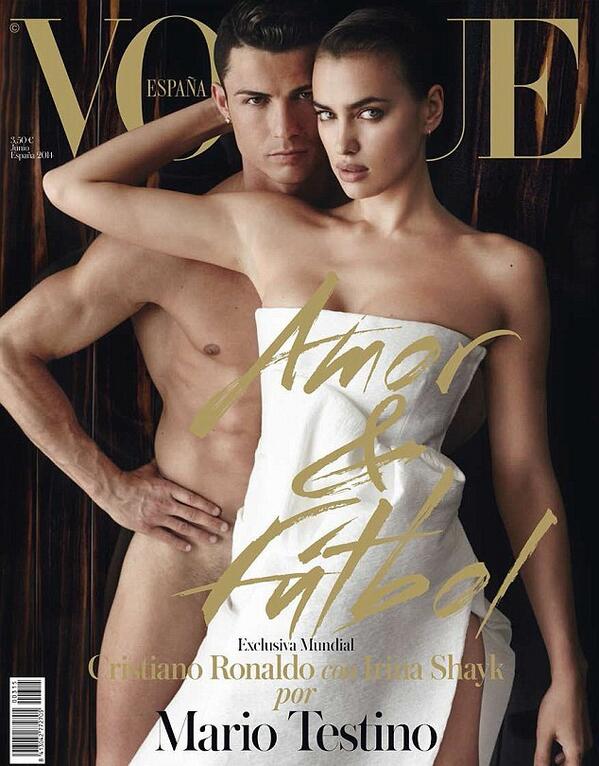 People_SA's tweet image. #CristianoRonaldo and his model girlfriend of 4 years, #IrinaShayk have pulled a #Kimye on the cover of Vogue Espana