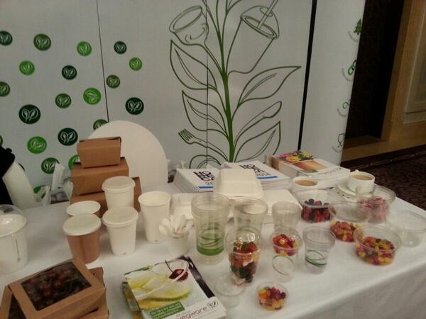 VegwareUAE's tweet photo. #Vegware stand at @HotelierME  #sustainability event, come see our #packaging made from #plants http://t.co/RHI5pxPDLj